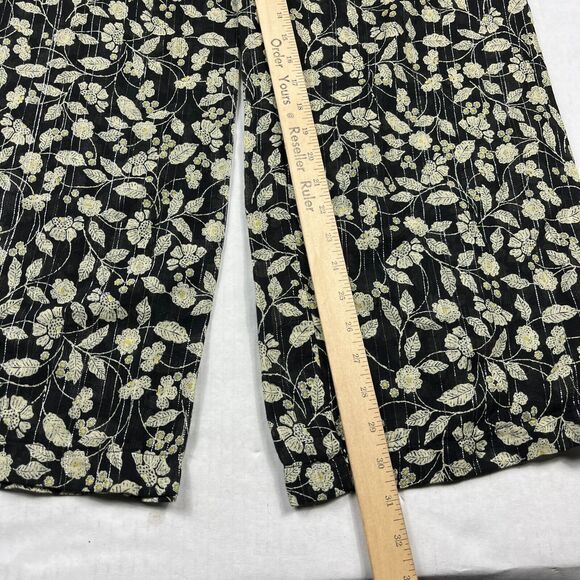 ZARA Wide Leg Pants Floral Elastic High Waisted Flowy Semi Sheer Pockets SMALL - Picture 6 of 13